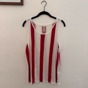 Banana Republic Red and White Striped Tank Top